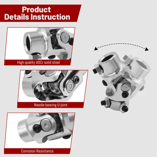 Vista 3 de 3/4-36 Spline X 3/4" DD Universal U Joint Endxedo Chrome Single Dirección Eje U-Joint 35° Grado Ángulo de trabajo máximo
