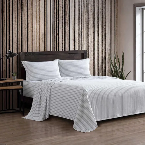 Vista 13 de Eddie Bauer - Sábanas de cama individual, juego de ropa de cama de franela de algodón con funda de almohada a juego, cepilladas para mayor suavidad