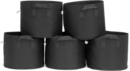 Vista 8 de FCMP Outdoor Bolsas de cultivo transpirables de 5 galones de tela aislante no tejida moderna y ligera para jardinería en interiores o exteriores