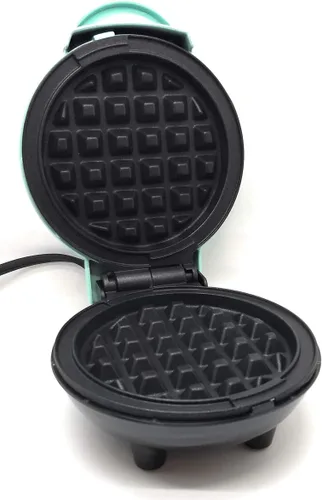 Vista 2 de Dash Mini Waffle Iron de 4 pulgadas con el mejor libro de recetas de chafle Keto y diario de Charmed By Dragons (4 pulgadas MINI AQUA)