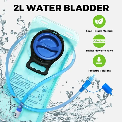 Vista 7 de Koculemi Mochila táctica de hidratación con bolsa de agua de 2L y bolsa táctica pequeña delantera, mochila de agua para exteriores para hombres