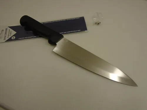 Vista 8 de Juego de cubiertos profesionales de marca comercial (2) cuchillos, cuchillo de chef de 8 pulgadas y cuchillo de corte de carne de carnicero de 10