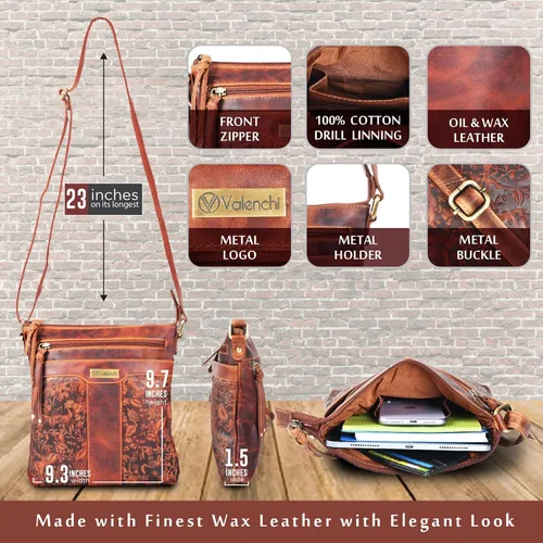 Vista 24 de VALENCHI Real Genuine Leather Women's Crossbody Purse/Bag With Adjustable Strap