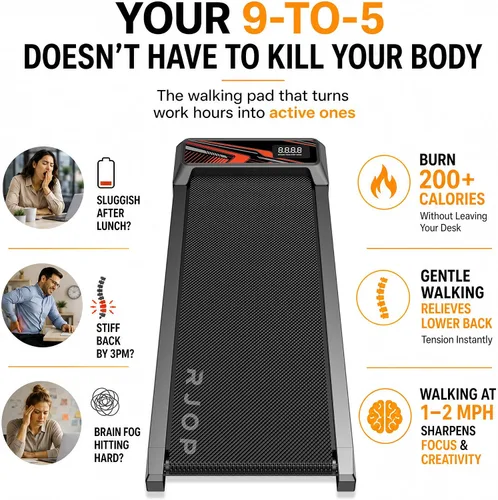 Vista 2 de RJOP 2.5HP Walking Mat with Incline Pad, Under Desk Treadmill for Home Gym