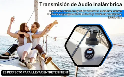 Vista 7 de Radio estéreo marina Bluetooth para barcos, sintonizador FM para barcos, carrito de golf, ATV, UTV y jacuzzis de spa, transmisión de medios digitales