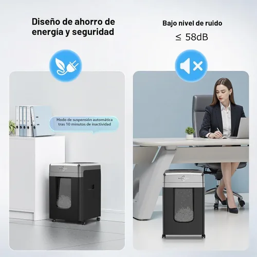Vista 5 de BONSEN Trituradora de papel resistente de micro corte de alimentación Negro