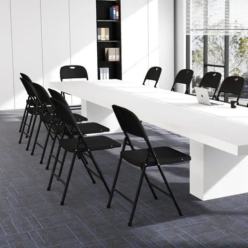 Vista 6 de Sillas plegables, silla plegable de plástico, sillas plegables de metal resistente de plástico para exteriores, asiento comercial plegable