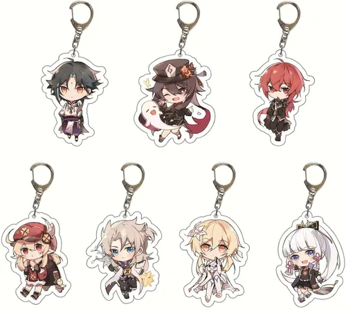 Vista 3 de Genshin Impact - Juego de llaveros Genshin 29 unidades de acrílico Genshin Impact Figure Keychain lindo diseño de características exquisitos