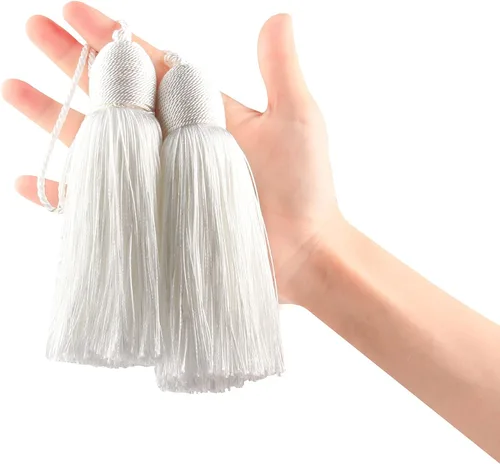 Vista 16 de 2 borlas para llaves con bucle, accesorios hechos a mano, color Negro