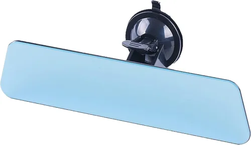 Vista 10 de Espejo retrovisor antirreflejo sin marco, espejo universal para interior de automóvil con ventosa adhesiva, endoscopio azul (9.4 x 2.55 pulgadas)