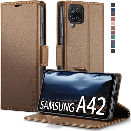 Vista 13 de Funda para Samsung Galaxy A42 5G con bloqueo RFID, tarjetero y función atril magnético, funda de piel con tapa para Samsung Galaxy A42 5G de 6.6