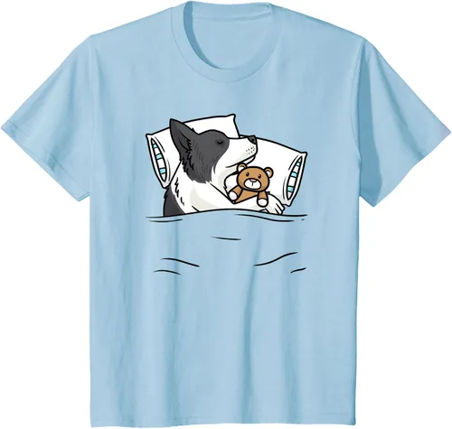 Vista 9 de Border Collie - Camiseta oficial para dormir con animales de peluche, Blanco, S