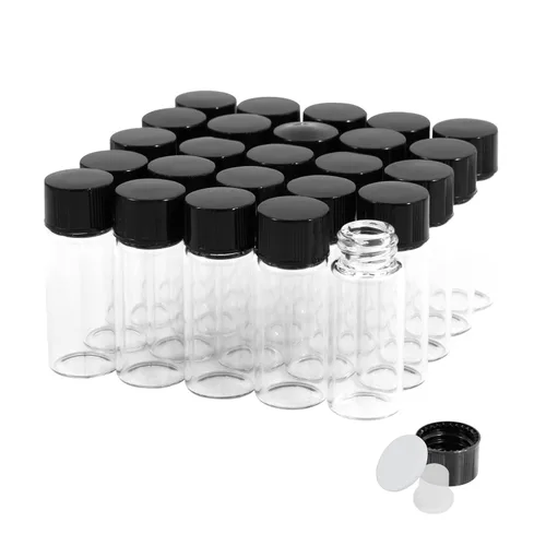 Vista 17 de 25 frascos pequeños de vidrio transparente de 1 fl oz con tapas de rosca