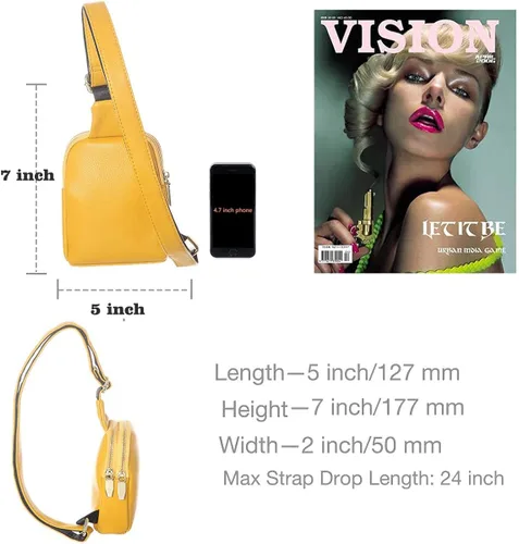 Vista 6 de Bolsa cruzada pequeña tipo cangurera de cuero vegano para mujeres y niñas, regalos para ella