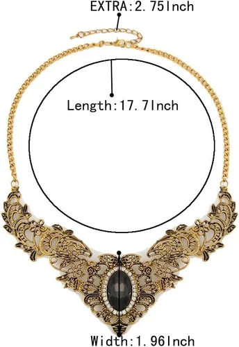 Vista 4 de BriLove Collar con diseño floral de cristal de inspiración vintage para mujer