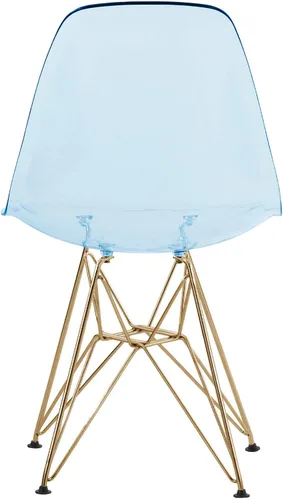 Vista 5 de LeisureMod Sillas de comedor de acrílico con base Eiffel cromada, respaldo ergonómico curvado, juego de 2 sillas laterales ligeras para cocinas