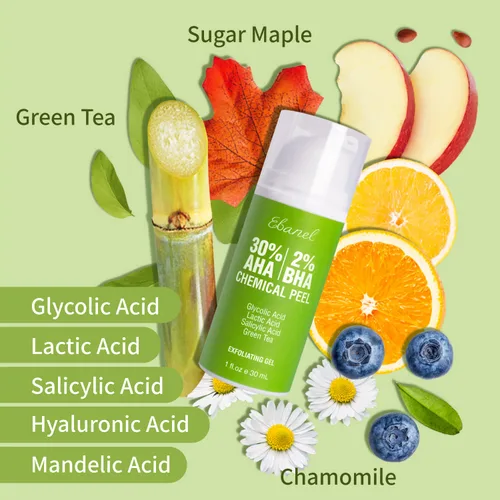 Vista 7 de Ebanel Paquete de 20% de suero de vitamina C y 30% AHA 2% BHA Gel exfoliante químico Peel