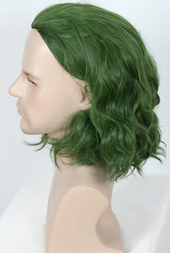Vista 5 de Linfairy Peluca corta de payaso verde para Halloween, cosplay, peluca rizada