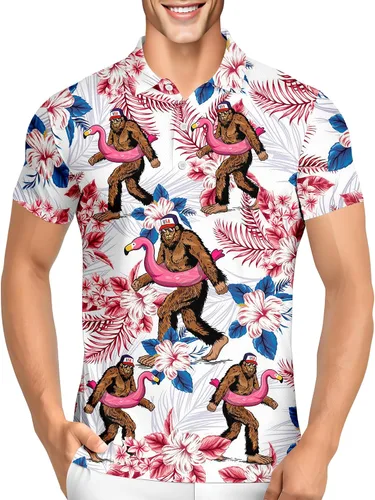 Vista 14 de PAGYMO Camisetas de golf divertidas para hombre, diseño de impresión loca Aop-polo-06361