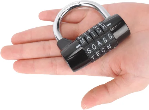 Vista 3 de Candado de aleación resistente con contraseña, candado de seguridad resistente, fácil de configurar tu propio combo reiniciable sin llave (2 negro)