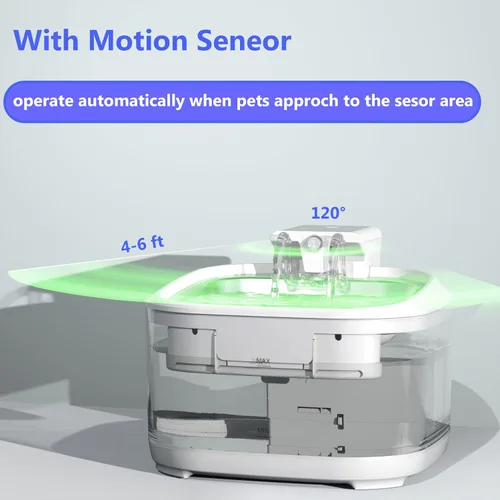 Vista 2 de Fuente de agua inalámbrica para gatos, fuente de agua para mascotas, funciona con pilas para gatos en interiores, dispensador automático de agua