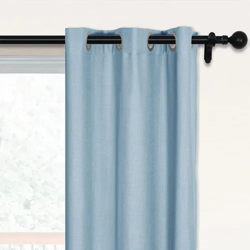 Vista 13 de Fcosie 38 pulgadas de ancho x 45 pulgadas de largo, cortinas de lino 100% opacas con revestimiento blanco, cortinas con aislamiento térmico, paneles