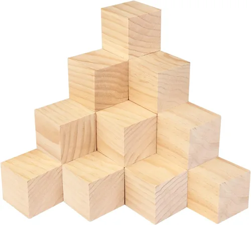 Vista 10 de 6 paquetes de bloques de madera para manualidades, cubos de madera de pino de 3.15 pulgadas, cubos de madera de 8 x 8 x 8 cm para pintar, estampar