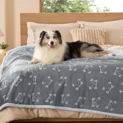 Vista 38 de Bedsure - Mantas impermeables para perros pequeños - Manta de felpa de sherpa con impresión suave lavable para perros y gatos, protector de muebles