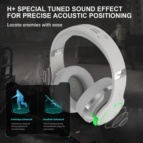 Vista 3 de Edifier G5BT Auriculares Bluetooth para juegos auriculares con cable sobre la oreja con micrófono gris