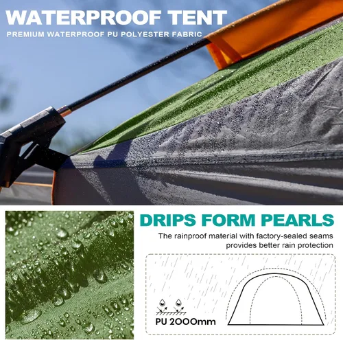 Vista 5 de uniHimal SUV Tent for Camping,Waterproof PU2000mm, Fits 5-8 People,Spacious Double Layer Design, Includes Rainfly & Storage Bag, 8FT L x 8FT W x