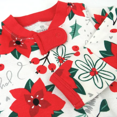 Vista 2 de HonestBaby Sleep and Play Footed Holiday Pajamas One-Piece Sleeper Zip-front Organic Cotton PJs Baby Boys, Girls, Unisex
