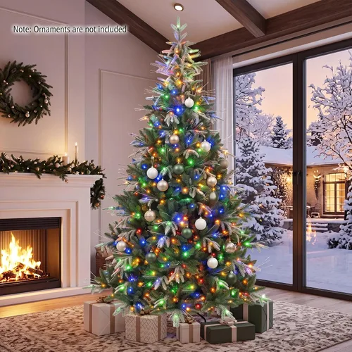 Vista 9 de GOFLAME Árbol de Navidad preiluminado de 7.5 pies con control remoto 3-Verde
