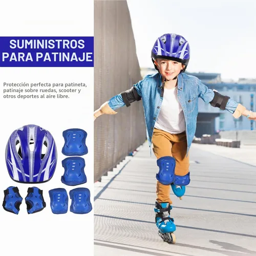 Vista 4 de CLISPEED Juego de protectores de patinaje para niños con casco ajustable, coderas, protectores de manos y rodilleras para patinaje, patineta