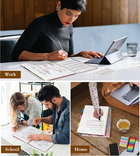 Vista 7 de Cuaderno de espiral de 8.5 x 11 pulgadas, cuadernos grandes A4 para mujeres y hombres, diario rayado universitario, papel de 3.53 oz/m², diarios