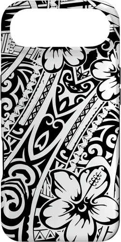 Vista 27 de iPhone 16 lindo tatuaje polinesio hawaiano tribal samoano patrón caso