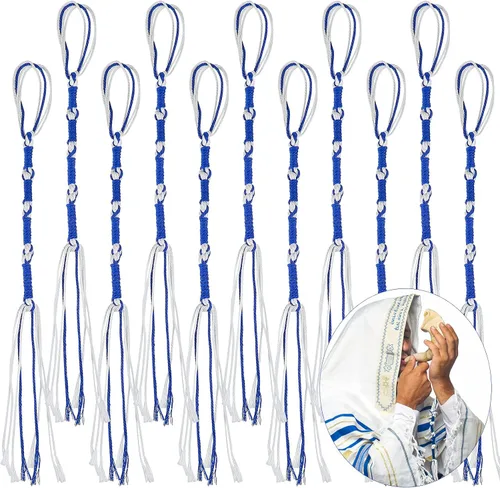 Vista 8 de Boao Tzitzits - Chal de oración con borlas pequeñas, accesorios para decoración del hogar, borlas