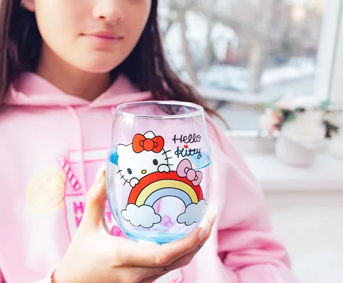 Vista 5 de Silver Buffalo Sanrio - Vaso de vino sin tallo, diseño de Hello Kitty, con capacidad para 20 onzas