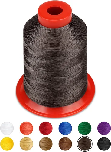 Vista 13 de 1000 metros de hilo para tapicería FIVEIZERO extra fuerte, hilo de nailon negro para denim, cuero, manualidades, máquina, bricolaje y hogar