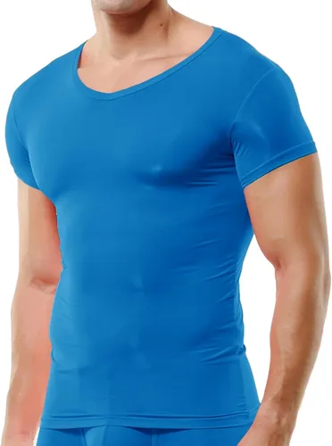 Vista 8 de DTODWW Men's Undershirts Soft V Neck Short Sleeves T-Shirts Classic Tees for Men Slim Fit Sweat Shirts Solid Color Tops
