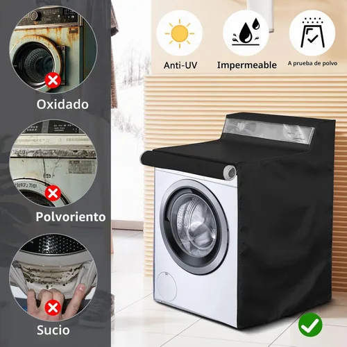 Vista 6 de AKEfit Paquete de 1 funda para lavadora, impermeable, a prueba de polvo, con cremallera y ventana transparente, apta para carga frontal o lavadora