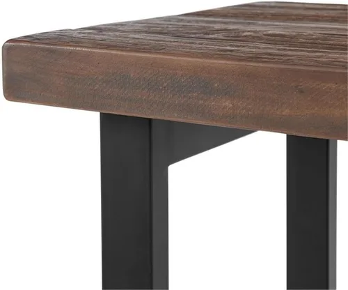 Vista 4 de Alaterre Furniture Pomona - Mesa auxiliar de madera maciza de 2 niveles con acabado natural y patas de metal, decoración moderna de granja o Marrón