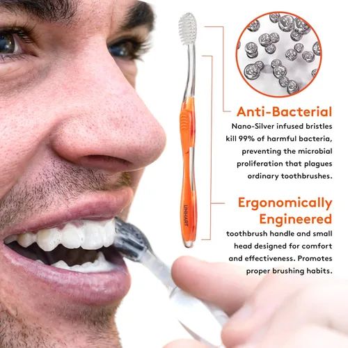 Vista 2 de LINHART Cepillo de dientes extra suave – Cepillo de dientes blanqueador de dientes con cerdas de longitud múltiple..