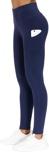 Vista 2 de THE GYM PEOPLE Pantalones de yoga gruesos de cintura alta con bolsillos, control de abdomen, leggings de yoga para mujer
