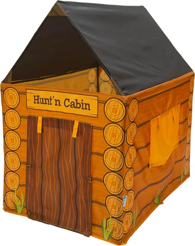 Vista 4 de Pacific Play Tents 61804 Kids Hunt'n Cabin Tent Playhouse, 39 x 27 x 43 pulgadas, marrón