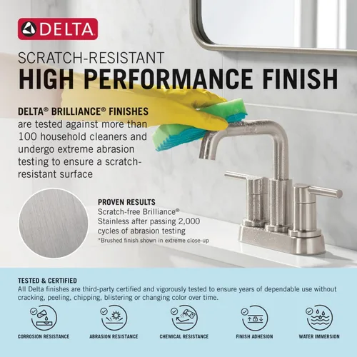Vista 5 de Delta Arvo Grifo de Baño de Oro Cepillado de 1 Agujero con Rociador, Grifo de Lavabo de Baño de Un Solo Agujero con Rociador Extraíble para Tocador