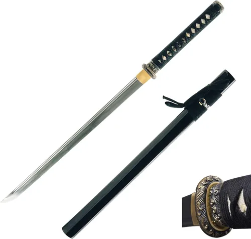Vista 14 de Katana Samurai - Espada para exhibición, forjada a mano, acero al carbono