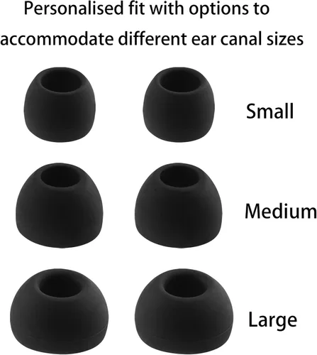 Vista 5 de Puntas de silicona de repuesto para JBL Endurance Peak 3 / Peak II/Peak/Run 2 Wired/Race TWS, 9 pares (S/M/L, negro) Compatible with JBL Endurance