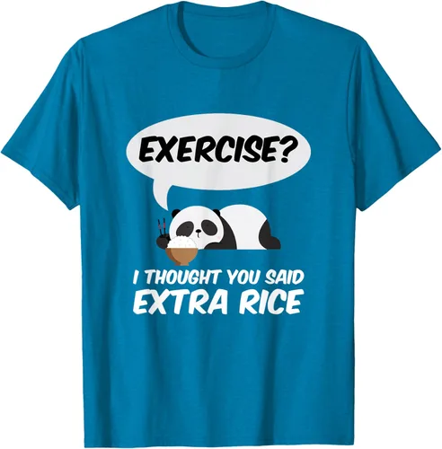 Vista 62 de ¿Ejercicio? I Thought You Said Extra Rice Panda Gift T-Shirt, Negro, S