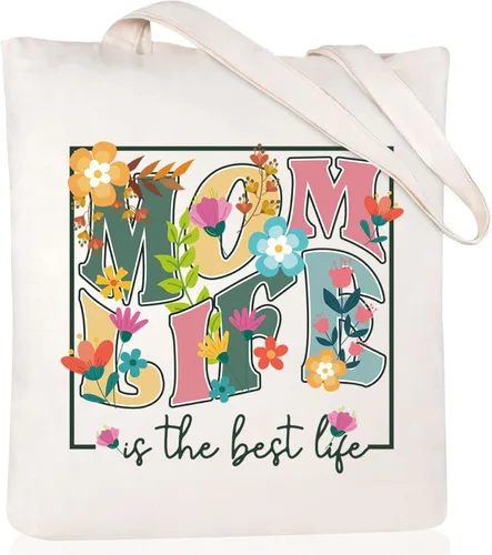 Vista 10 de Andeiltech Bolsa de lona para mujer, bolsa de viaje estética, bolsa de hombro reutilizable, regalo de cumpleaños para mamá