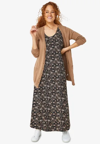 Vista 4 de Ellos Vestido largo de punto sin mangas de talla grande para mujer